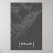Barcelona, Spanien (weiß auf schwarz) Poster (Vorne)