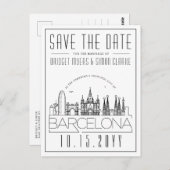 Barcelona | Stilisierte Skyline Save the Date Postkarte (Vorne/Hinten)