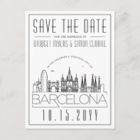 Barcelona | Stilisierte Skyline Save the Date