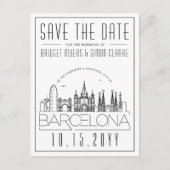 Barcelona | Stilisierte Skyline Save the Date Postkarte (Vorderseite)