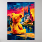 Barcelona Teddy Fauvist Sonnenuntergang Stadtsilho Poster (Vorne)