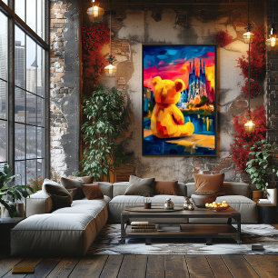 Barcelona Teddy Fauvist Sonnenuntergang Stadtsilho Poster