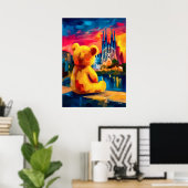 Barcelona Teddy Fauvist Sunset Skyline Print Poster (Heimbüro)