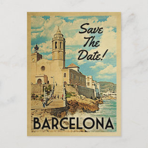 Barcelona Termin vormerken Vintage Spanien Ankündigungspostkarte