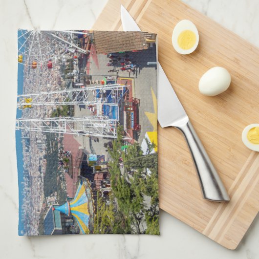 Barcelona Tibidabo Aussicht Teetuch Geschirrtuch (Viertel Falte)