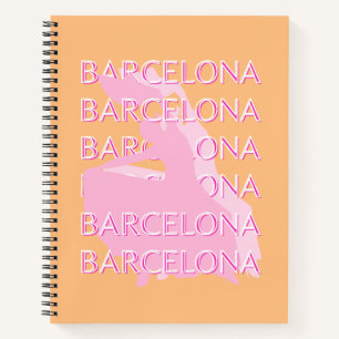 Barcelona Travel Art, Spanien, Orange, Pink Notizblock