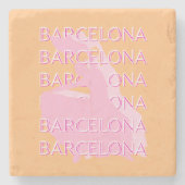 Barcelona Travel Art, Spanien, Orange, Pink Steinuntersetzer (Vorderseite)