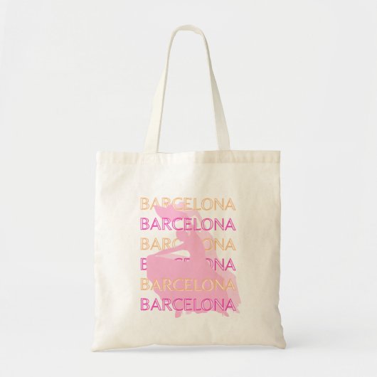 Barcelona Travel Art, Spanien, Orange, Pink Tragetasche (Vorne)