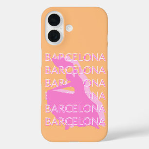 Barcelona Travel Art, Spanien Reisen Kunst, Orange iPhone 16 Hülle