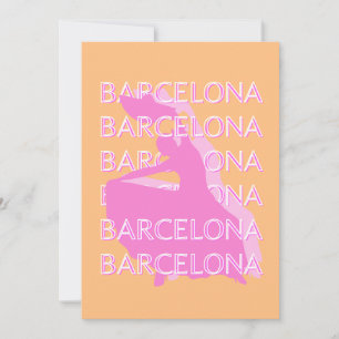 Barcelona Travel Art, Spanien Reisen Kunst, Orange Feiertagskarte