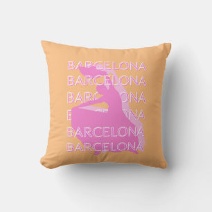 Barcelona Travel Art, Spanien Reisen Kunst, Orange Kissen