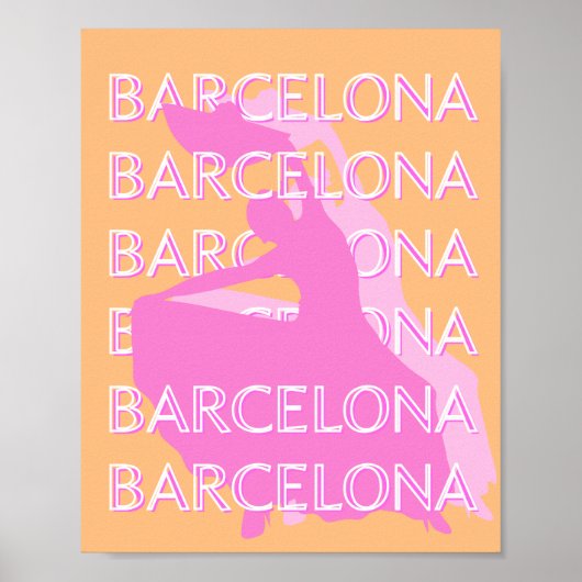 Barcelona Travel Art, Spanien Reisen Kunst, Orange Poster (Vorne)