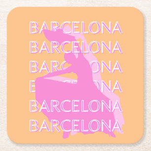 Barcelona Travel Art, Spanien Reisen Kunst, Orange Rechteckiger Pappuntersetzer