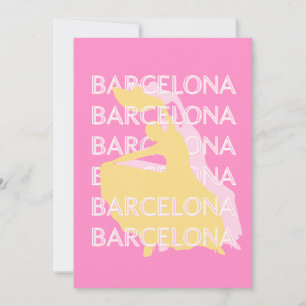 Barcelona Travel Art, Spanien, Travel Art, Pink Feiertagskarte