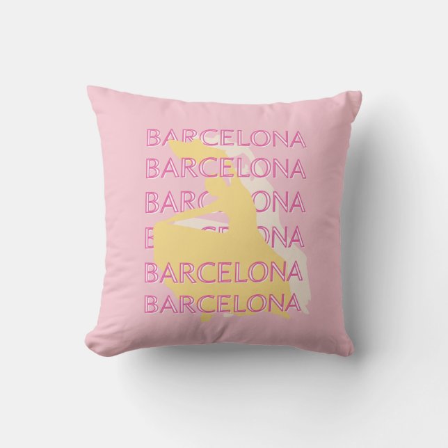 Barcelona Travel Art, Spanien, Travel Art, Pink Kissen (Vorderseite)