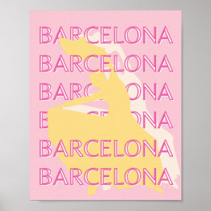 Barcelona Travel Art, Spanien, Travel Art, Pink Poster