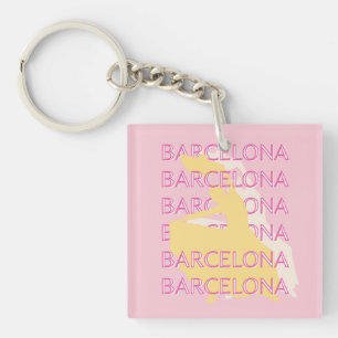 Barcelona Travel Art, Spanien, Travel Art, Pink Schlüsselanhänger