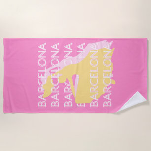 Barcelona Travel Art, Spanien, Travel Art, Pink Strandtuch