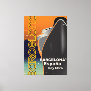 Barcelona Vintage Kreuzfahrtschiff Reiseplakat Leinwanddruck