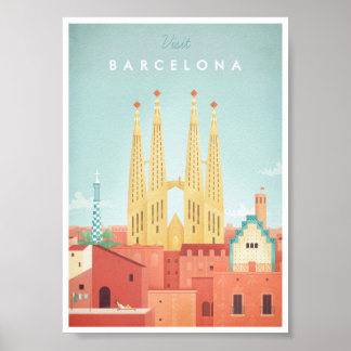 Barcelona Vintage Travel Poster
