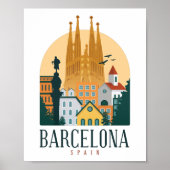 Barcelona Vintage Travel Poster (Vorne)