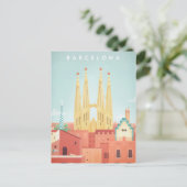 Barcelona Vintage Travel Poster - Art Postkarte (Stehend Vorderseite)