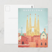 Barcelona Vintage Travel Poster - Art Postkarte (Vorne/Hinten)