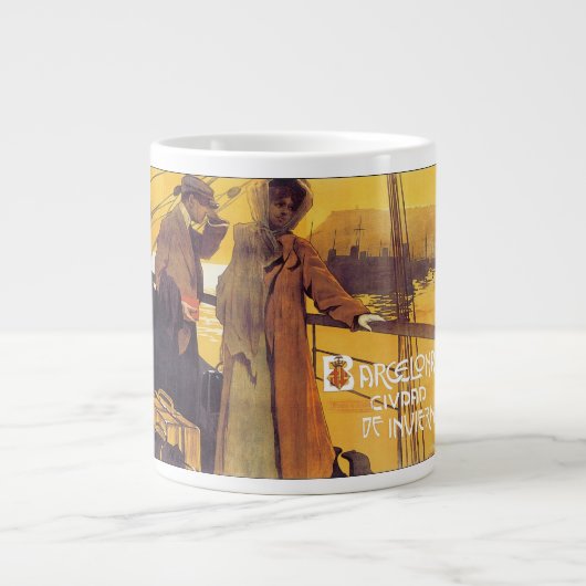 Barcelona Vintage Travel Poster Jumbo-Tasse (Vorderseite)