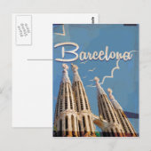 Barcelona Vintage Travel Poster Postkarte (Vorne/Hinten)