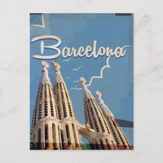 Barcelona Vintage Travel Poster Postkarte (Vorderseite)
