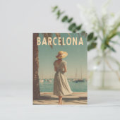 Barcelona vintage travel postkarte (Stehend Vorderseite)