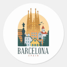 Barcelona Vintage Travel Sticker