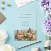 Barcelona Watercolor Destination Wedding Acryleinladungen (In Situ (Hochzeit))
