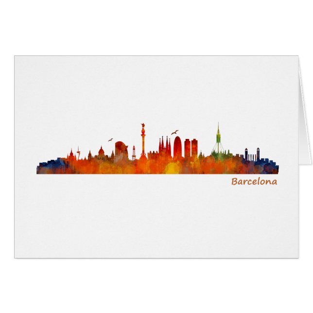 Barcelona watercolor skyline v01 (Vorderseite (Horizontal))