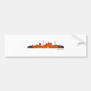 Barcelona watercolor skyline v01 autoaufkleber