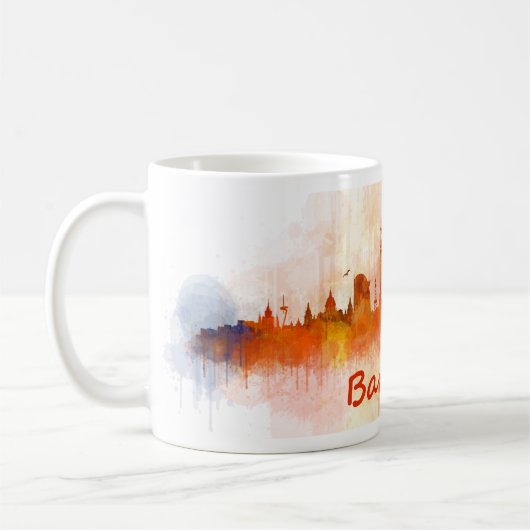 Barcelona watercolor Skyline v04 Kaffeetasse (Links)