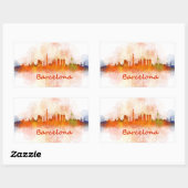 Barcelona watercolor Skyline v04 Rechteckiger Aufkleber (Blatt)