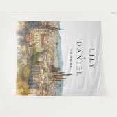 Barcelona Wedding Photo Backdrop Wandteppich (Vorderseite (Horizontal))