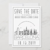 Barcelona Wedding Stylized Skyline Save the Date Einladung (Vorderseite)