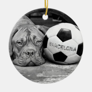 Barcelona's fanatic soccer dog. Barcelona, Spain, Keramik Ornament