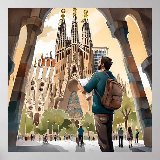 Barcelona's La Sagrada Familia Print Poster (Vorne)