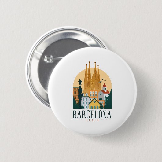 BarcelonaSkyline Button (Vorne & Hinten)