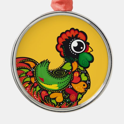 Barcelos-Rooster-Ornament Ornament Aus Metall (Vorne)