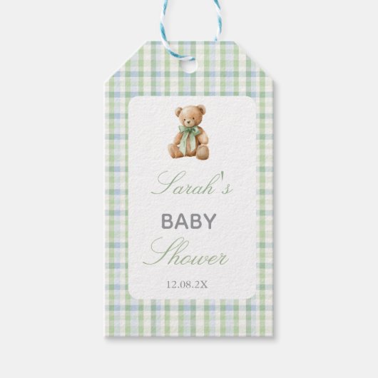 Bärchen-Baby-Party Junge Geschenkanhänger (Vorderseite)