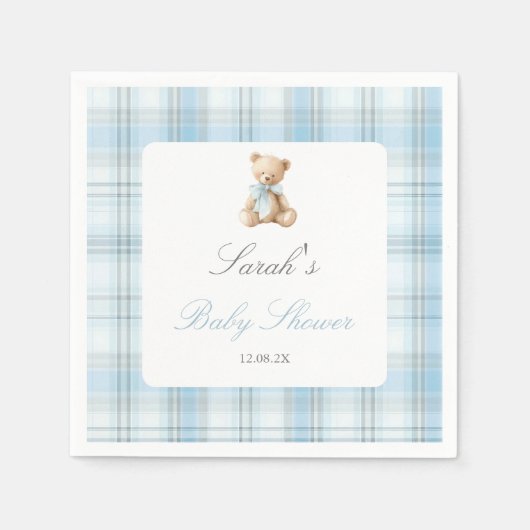 Bärchen Baby Shower Junge Serviette (Vorderseite)