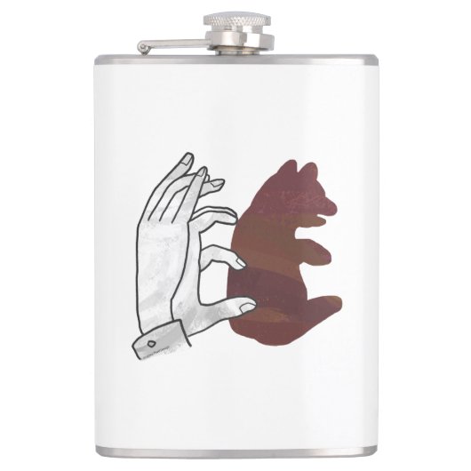 Bärchen Braune Hand Silhouette Flachmann (Vorderseite)