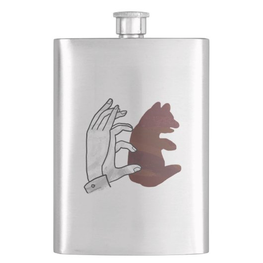 Bärchen Braune Hand Silhouette Flachmann (Vorderseite)
