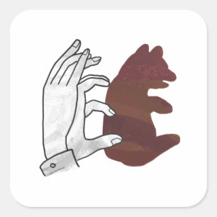 Bärchen Braune Hand Silhouette Quadratischer Aufkleber