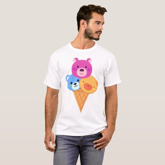 Bärchen-Eiscreme-Waffel T-Shirt (Vorne ganz)