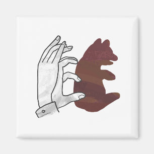 Bärchen Hand-Silhouette Braun Magnet